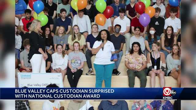Overland Park Blue Valley High custodian Gladys Hernandez surprised with check - Vimarsana News