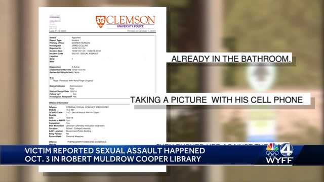 Rape victim says man took pictures during assault at Clemson University, report says