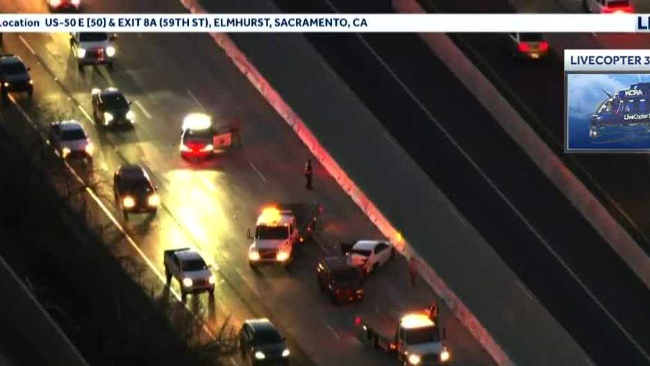 Crash in Sacramento blocks multiple lanes on Highway 50