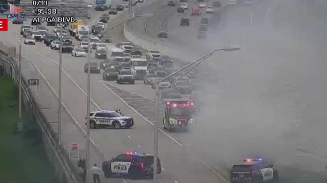Car fire briefly closes PGA off-ramp on I-95