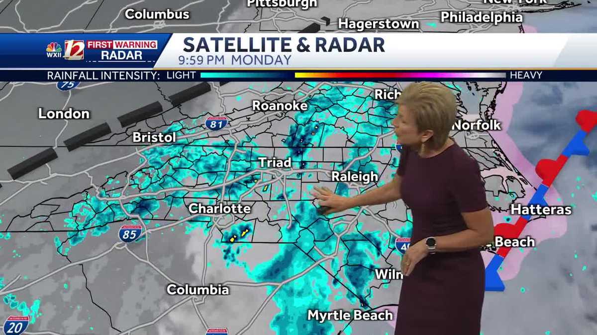 Cloudy, breezy, and showers into Tuesday in North Carolina
