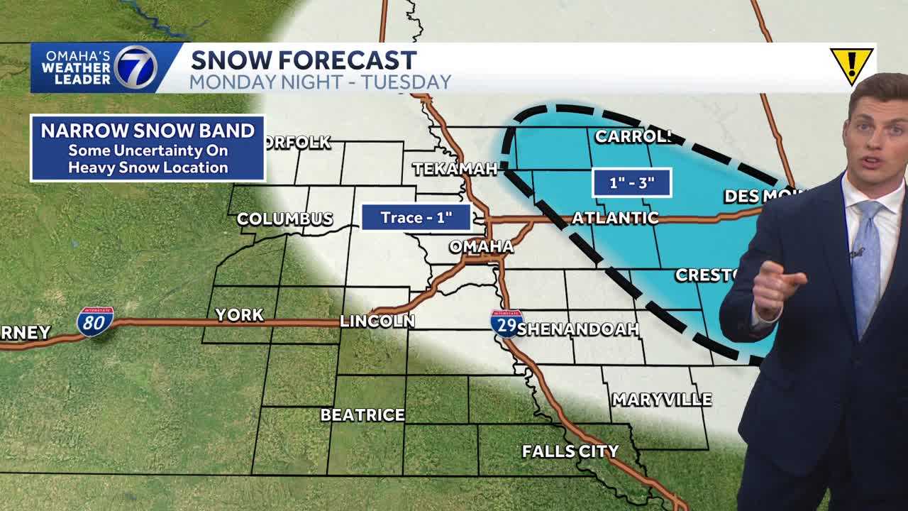 Snow becoming more likely Monday night and into Tuesday morning