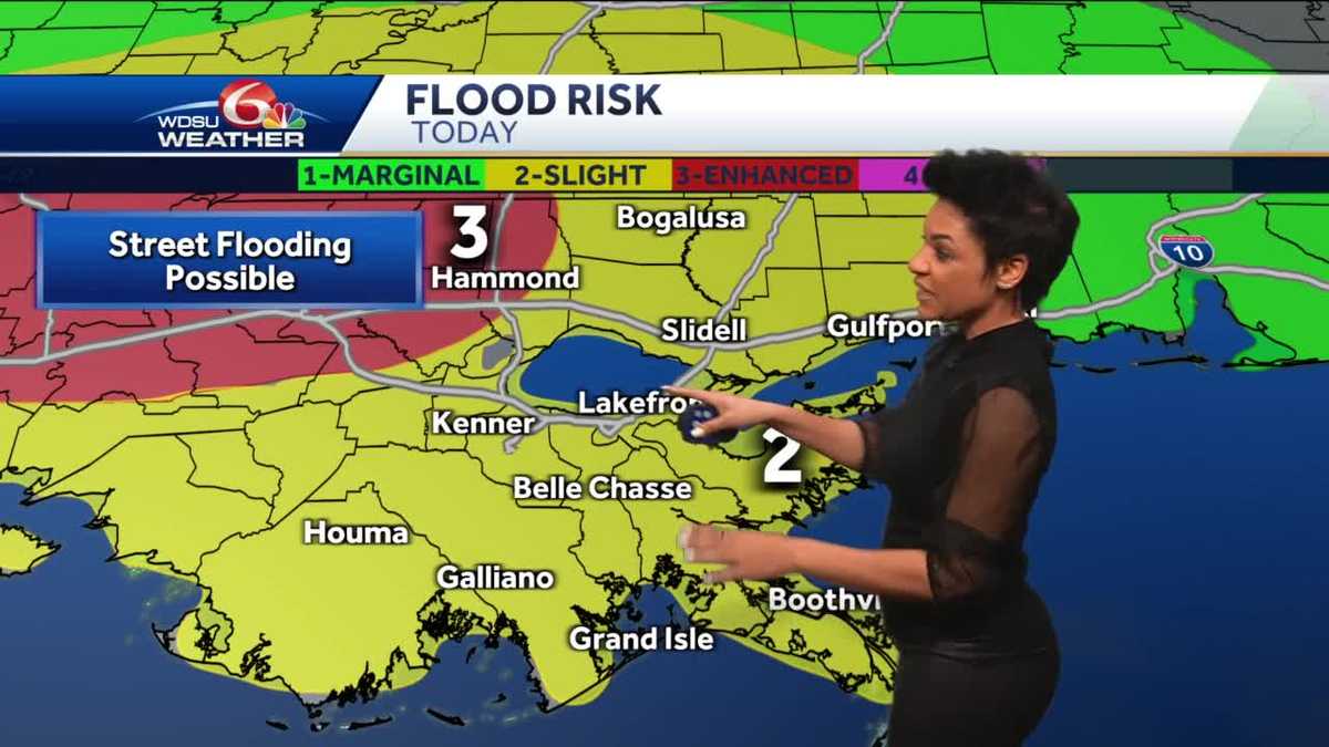 flood risk today, isolated severe storm threat