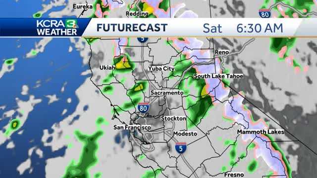 More rain, heavy at times today in Northern California