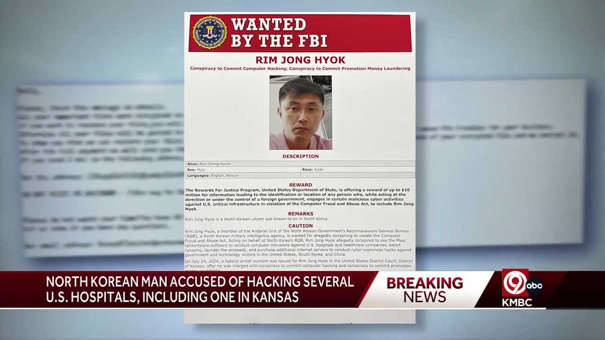 North Korean man charged with cyberattack involving Kansas hospital