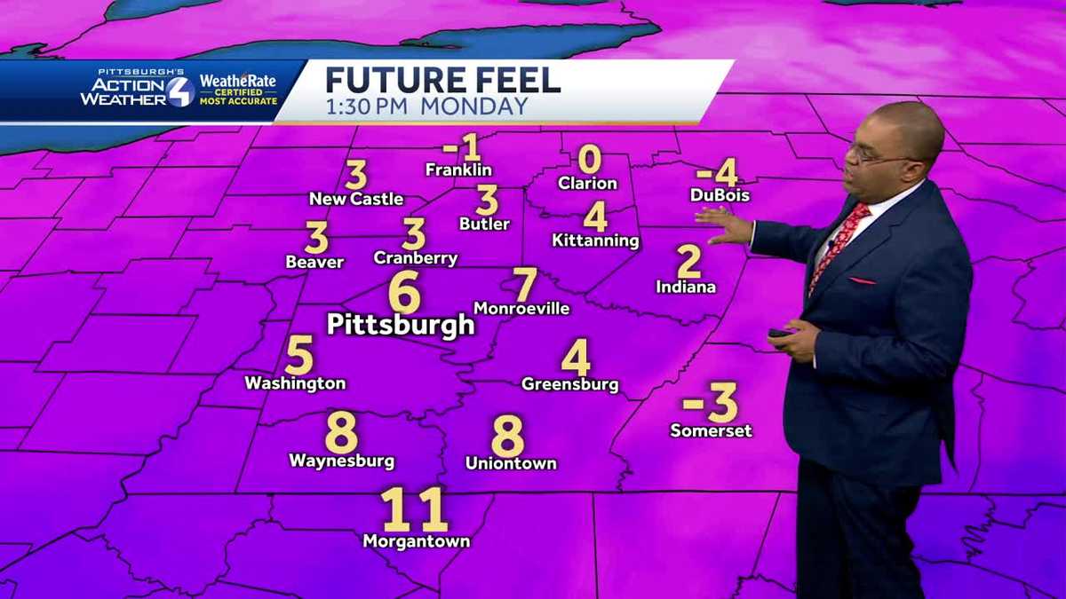 Snow showers and bitter cold for Monday in Western PA