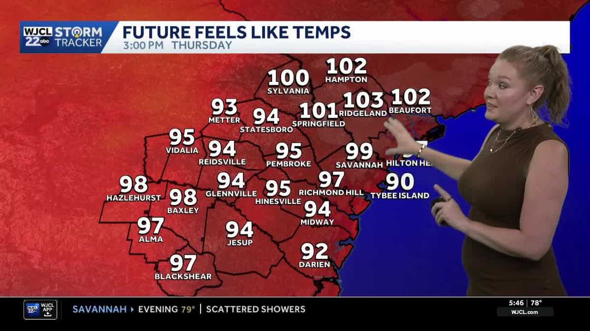 Savannah heat index nears 102 as storms build after 1 pm
