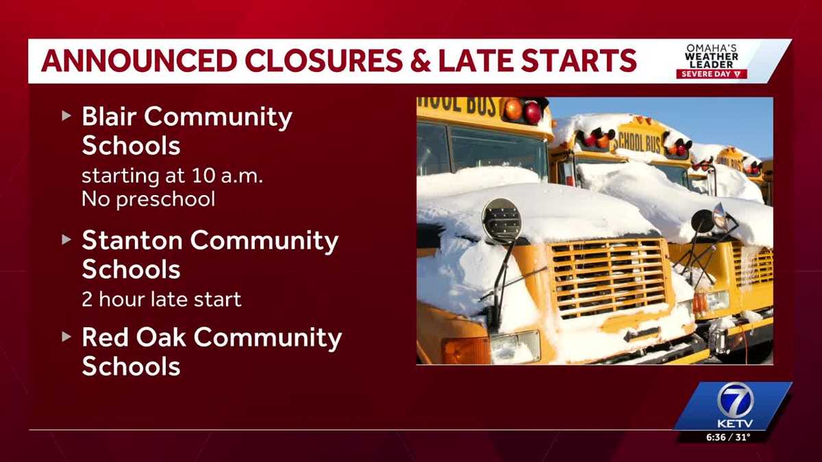 School closures and late starts announced Tuesday in Nebraska and Iowa