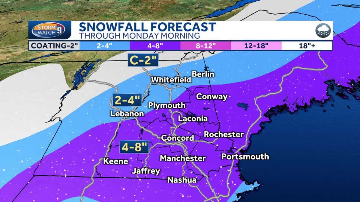 New Hampshire forecast video: Snow starts falling in New Hampshire ...