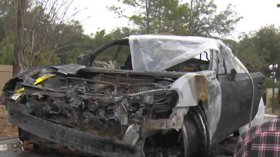 FHP: Man found dead inside burning car following Orange County crash