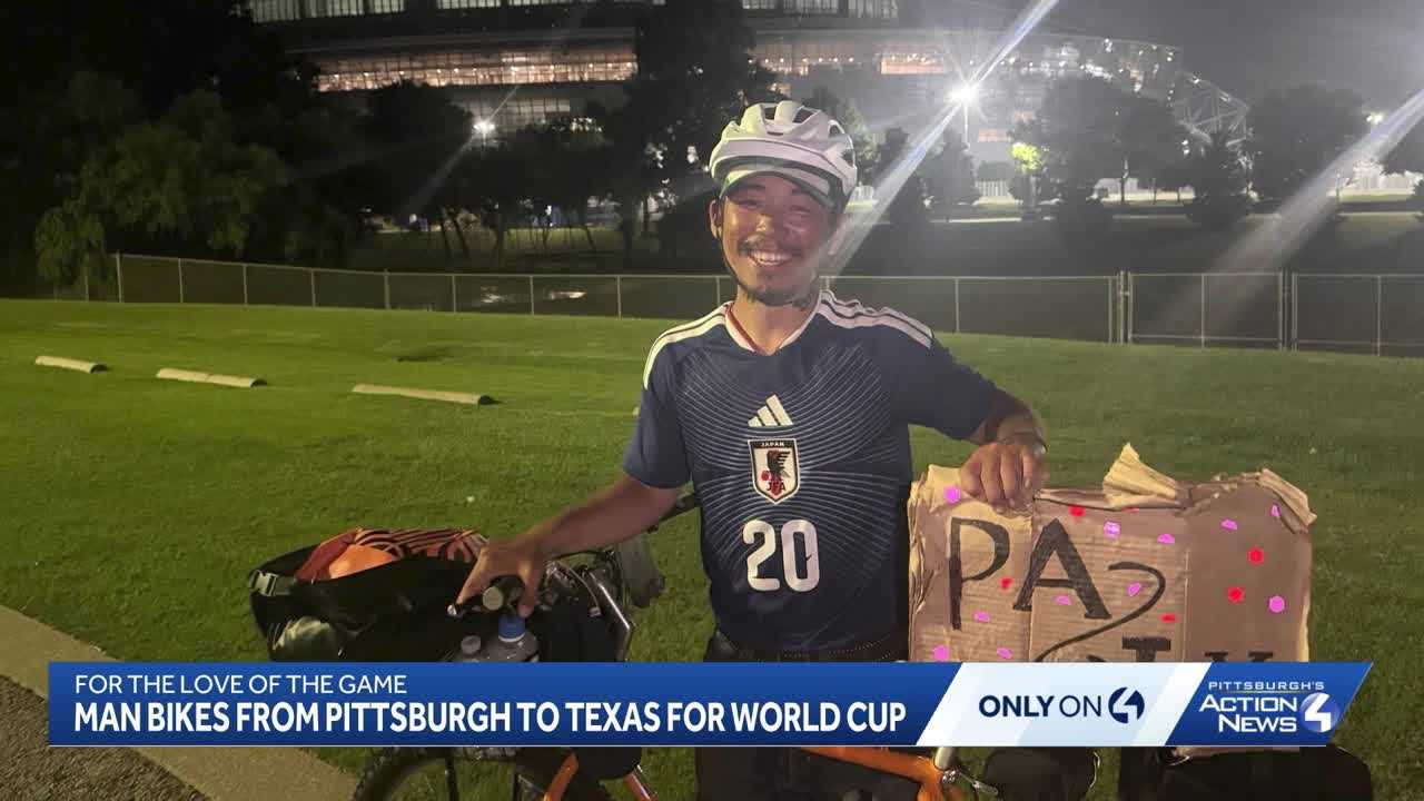 College student bikes 1,200 miles from Pittsburgh, Pennsylvania to Texas for World Cup match