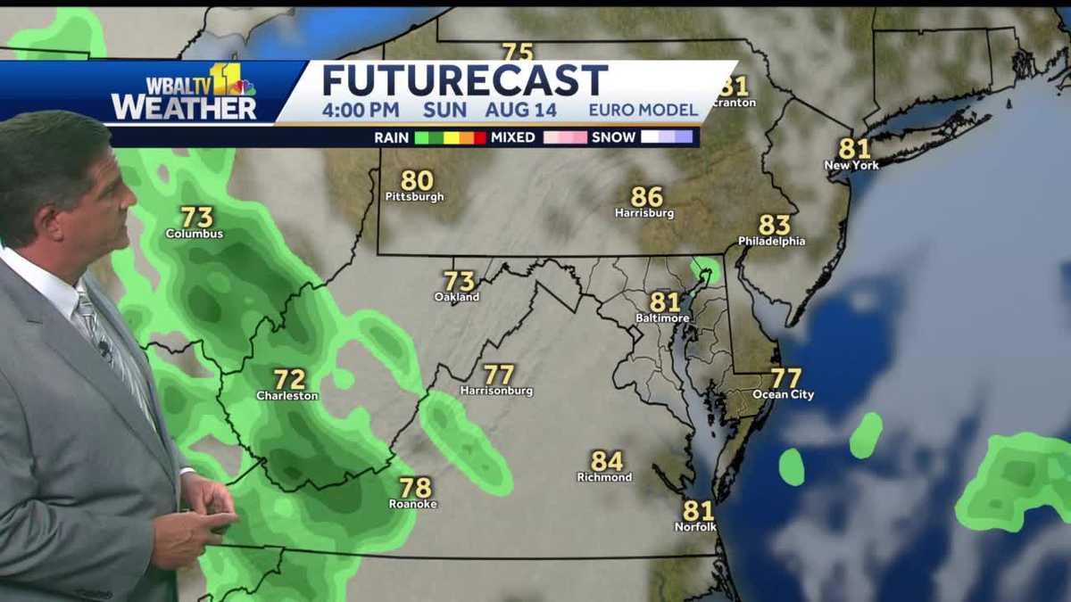 Rain likely to miss Baltimore Sunday, but on Monday ...
