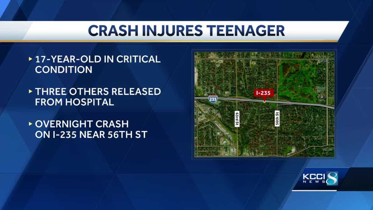 Teen in critical condition after overnight crash on I-235