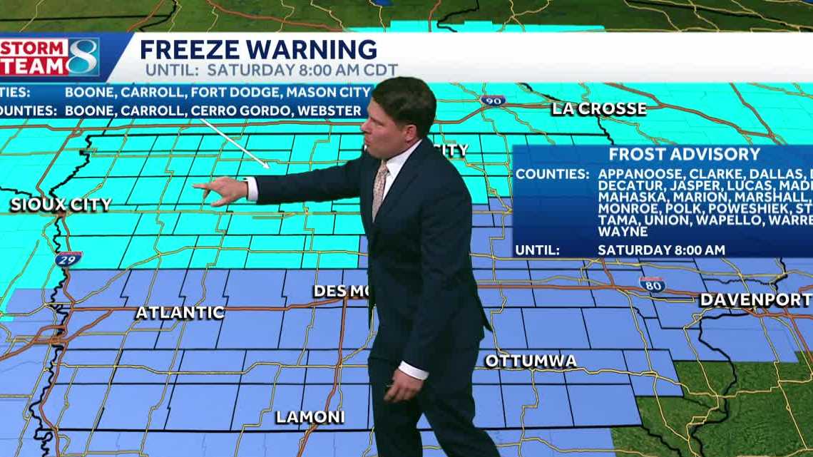 Des Moines weather: More rain chances today with patchy frost tonight