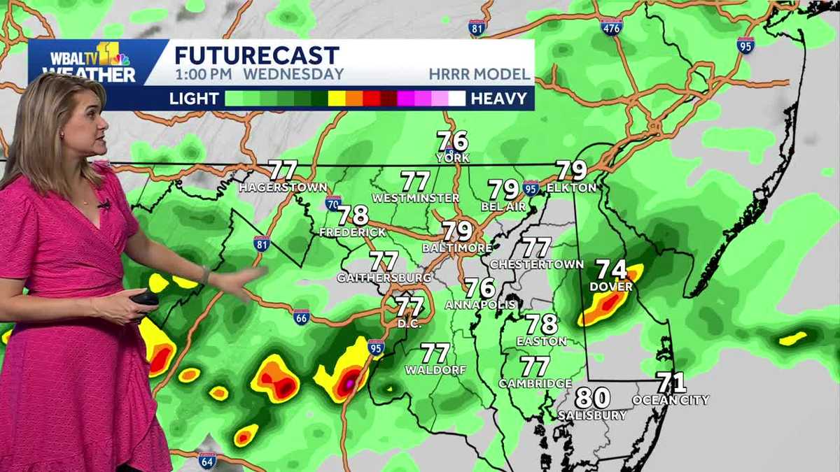 Showers and storms Wednesday in the Baltimore area