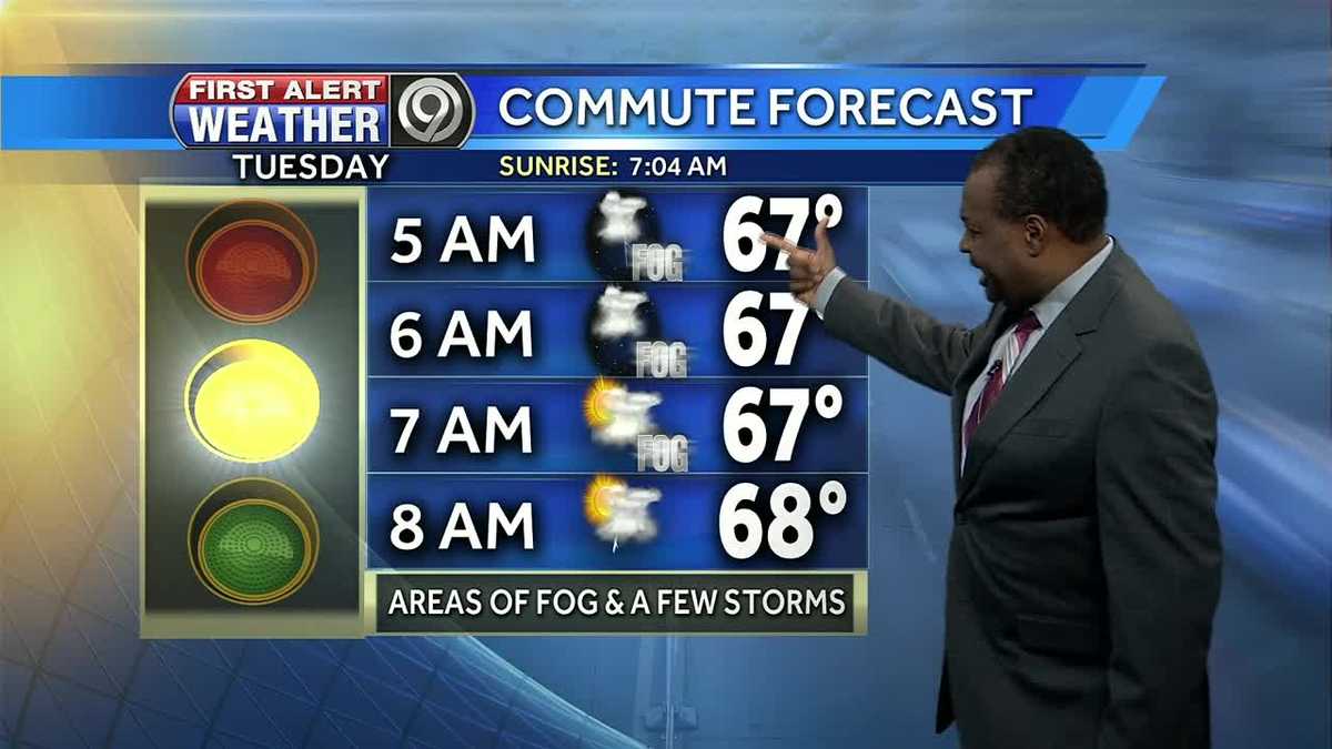 Fog, slight chance for rain possible Tuesday morning