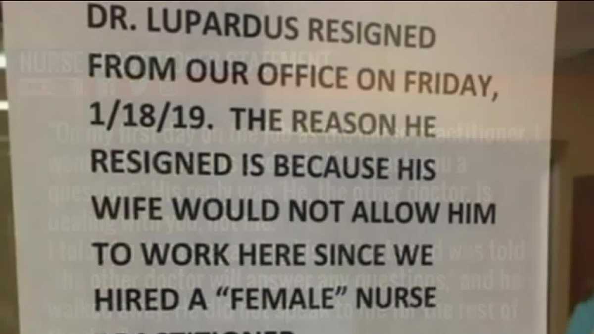 Sign outside office claims doctor quit practice over female nurse ...