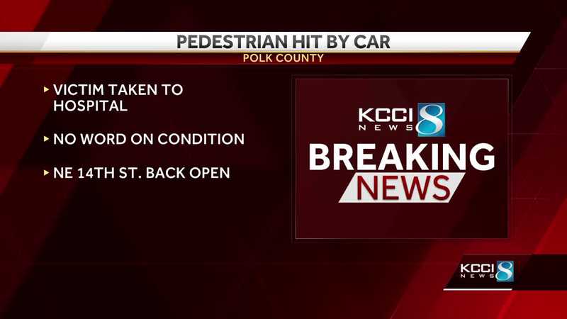 Pedestrian in critical condition after being hit by car in Des Moines