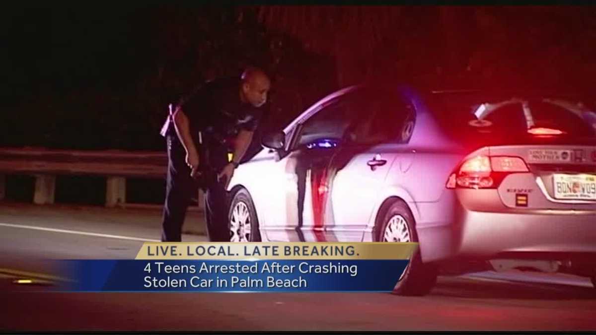 Four teens arrested in connection to stolen car crash in Palm Beach