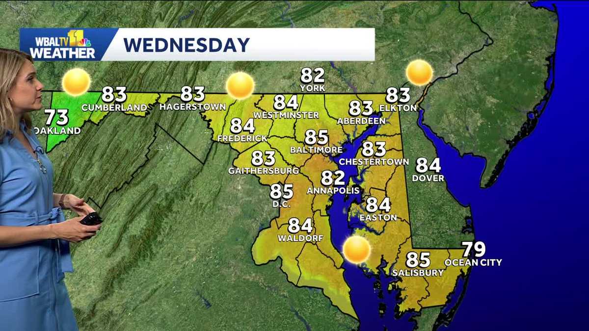 Sunny and warm on Wednesday in the Baltimore area