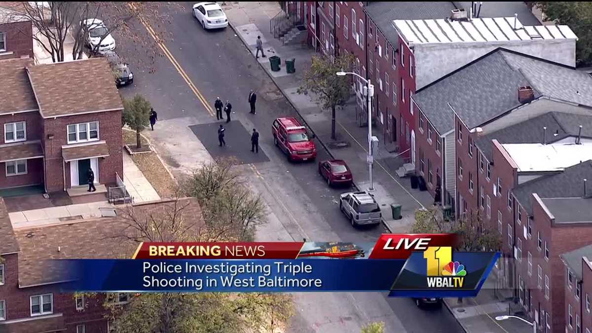 Video: Police investigate triple shooting in west Baltimore