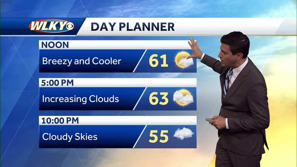 Breezy and cooler Thursday