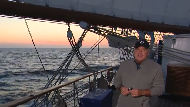 Doug and Emily go head-to-head on high seas on way to Sail Boston