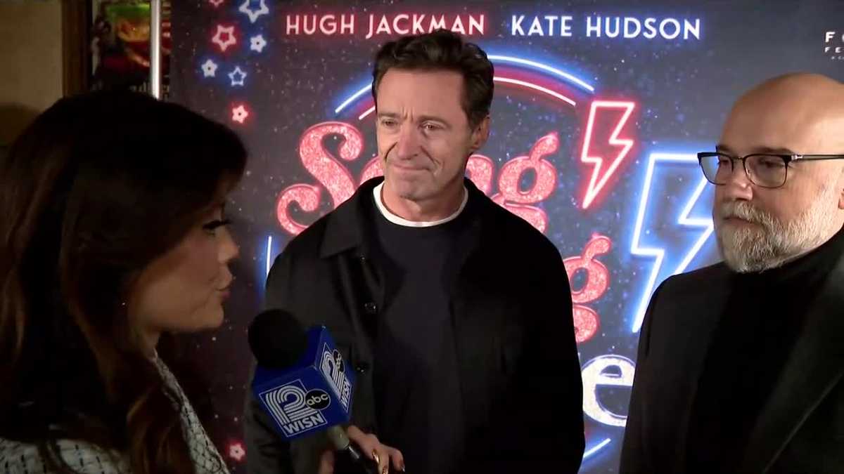 Hugh Jackman speaks to 12 News at 'Song Sung Blue' movie premiere in Milwaukee