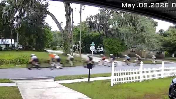 neighbor's security camera captures the moment a driver struck 8 bicyclists with a pickup truck near deland