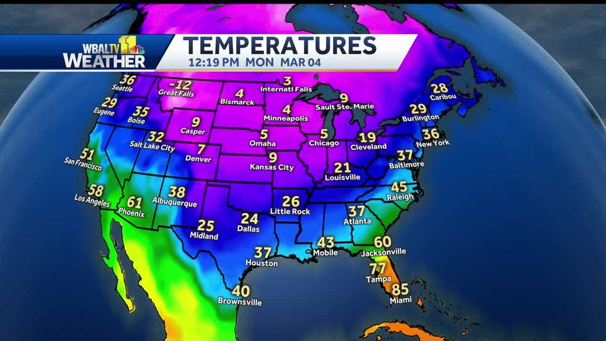 Temps well below normal for March