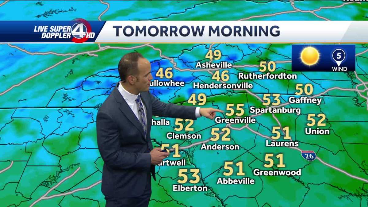 Greenville: Cooler air moves in behind rain