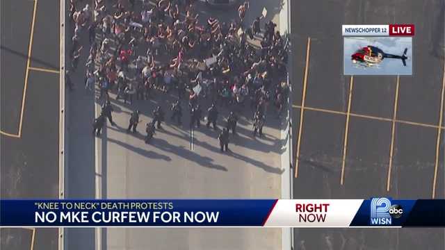Aerial video: Protesters shut down I-794