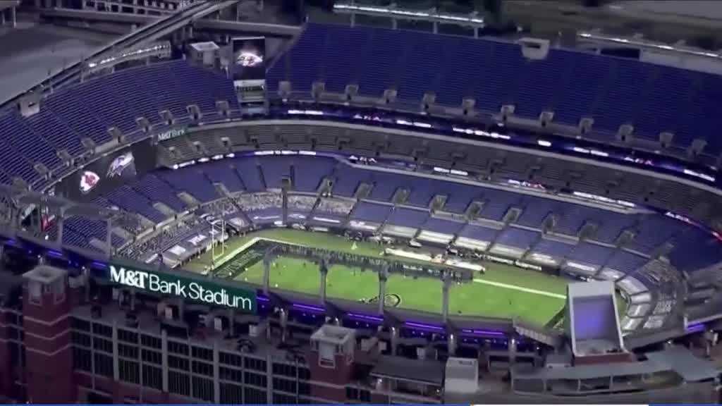 A view from some of the empty seats at M&T Bank Stadium