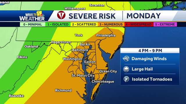 Maryland weather: Severe storms expected Monday afternoon