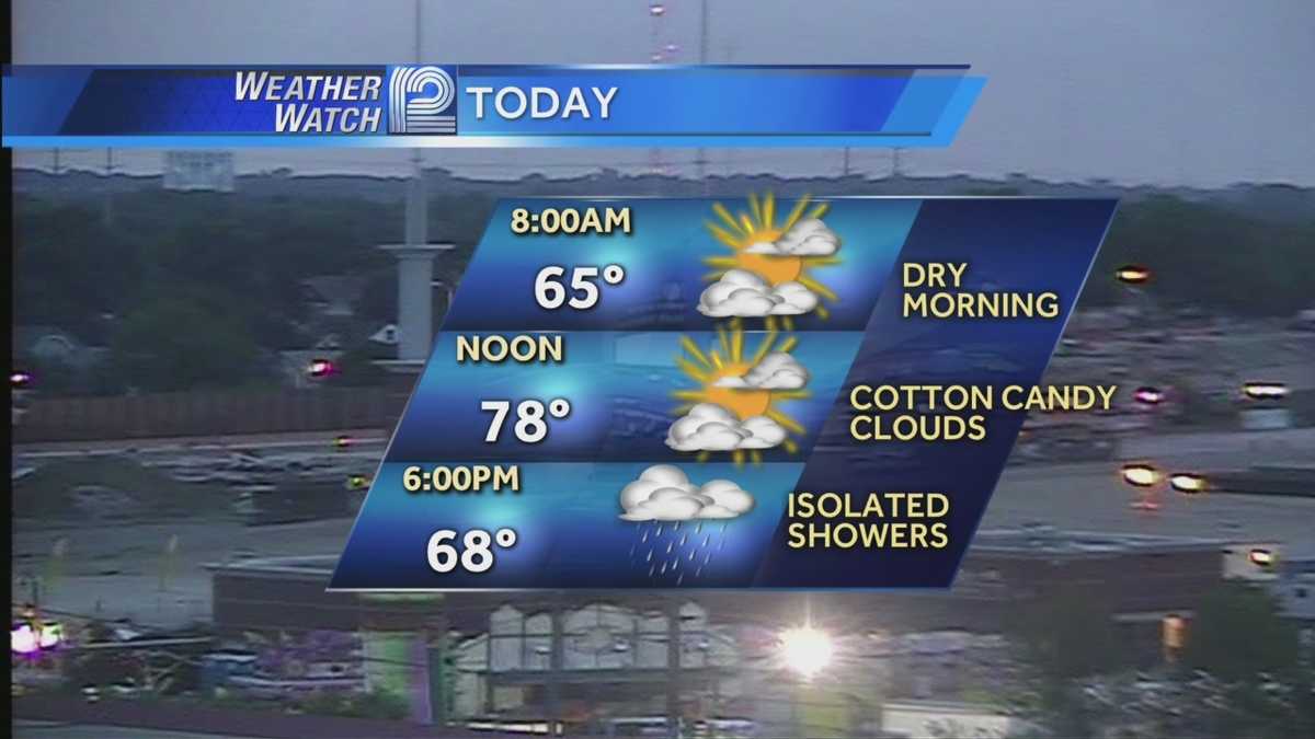 Very spotty chances of a shower Thursday afternoon