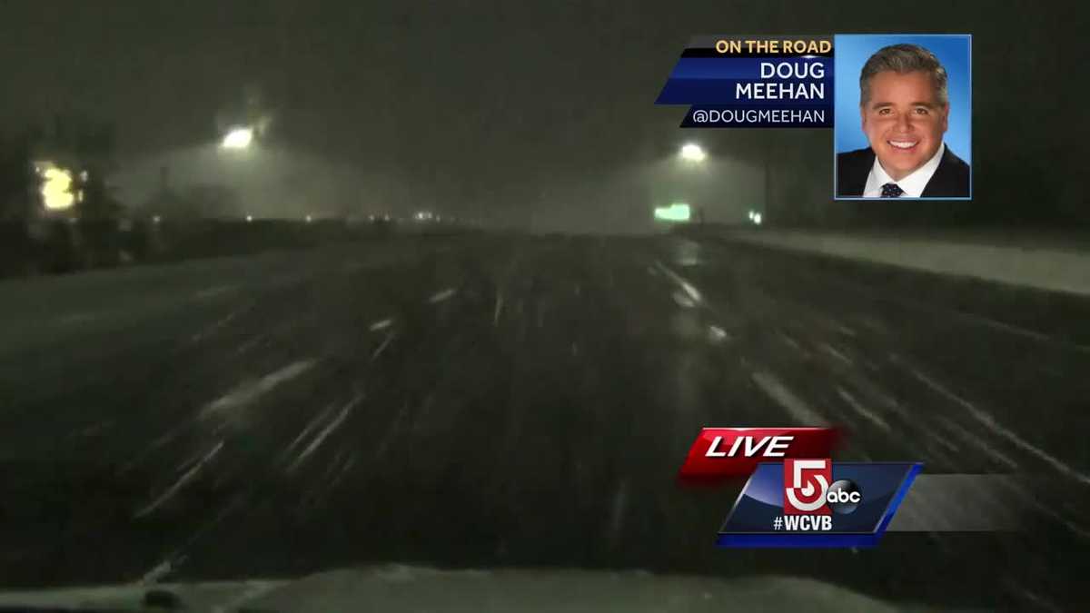 Snow starts covering highways early in Bay State