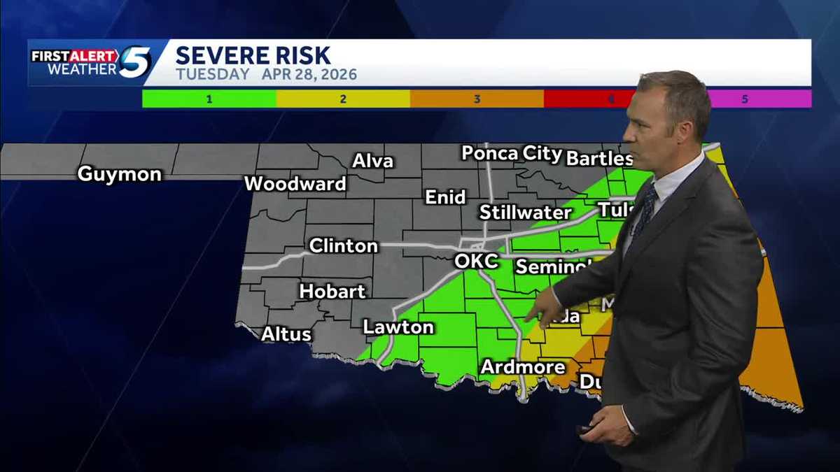 Oklahoma Weather Forecast: Storms with hail risk Tuesday morning - KOCO