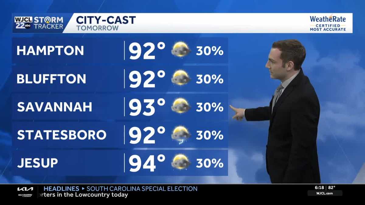 Warmer weather & isolated t-storms in the forecast for SE Georgia and the Lowcountry on Sunday