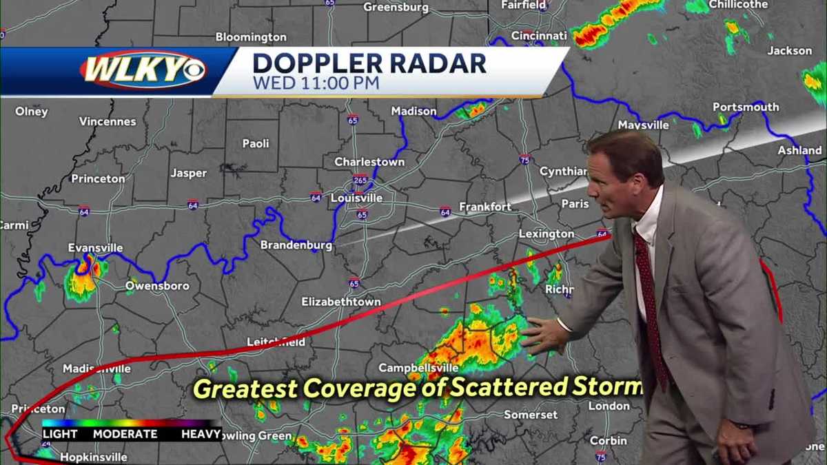 Severe thunderstorm warning for counties southeast of Louisville