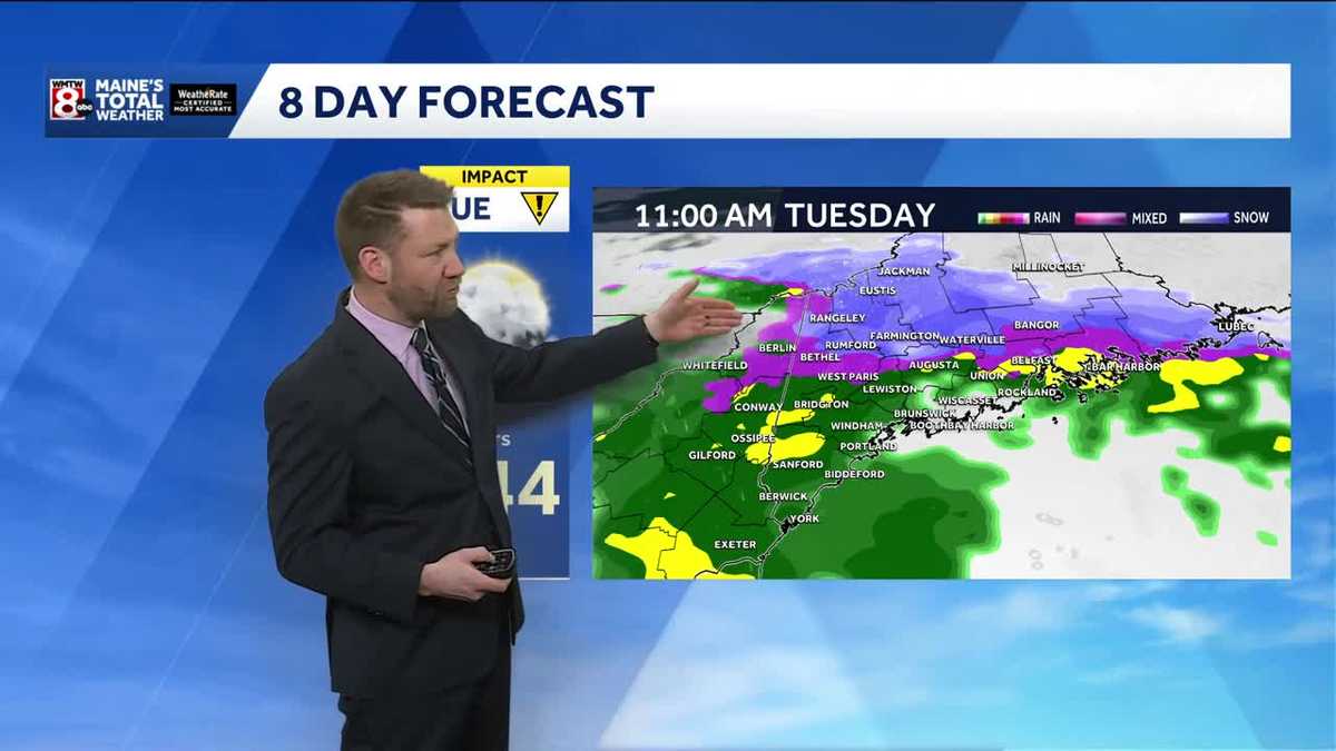 Much warmer in Maine but cooler, cloudy and showers Tuesday