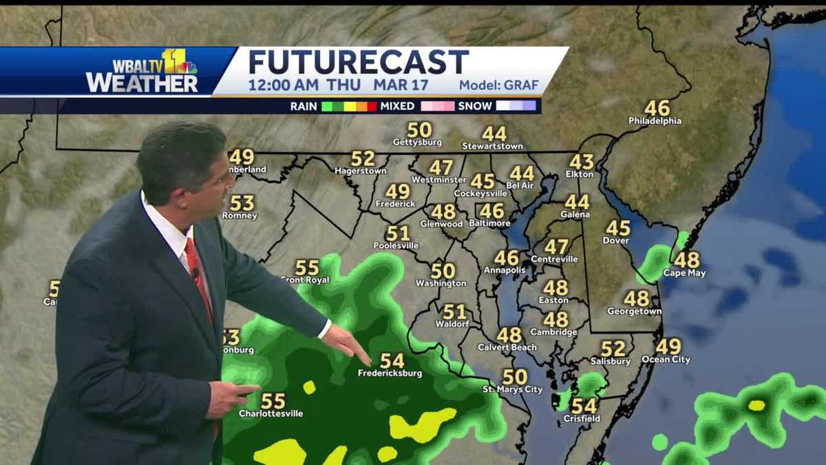 Clouds increase Wednesday night ahead of rain Thursday