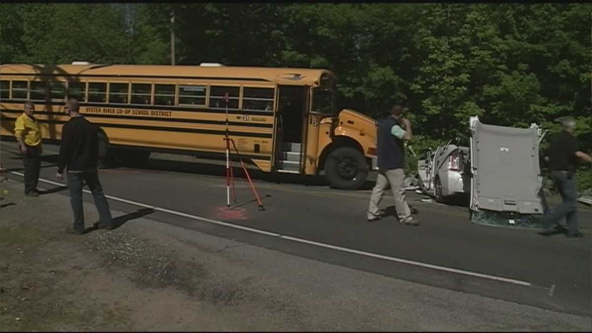 Car driver injured in collision with school bus