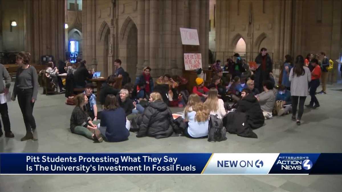 University of Pittsburgh students protest in Cathedral of Learning