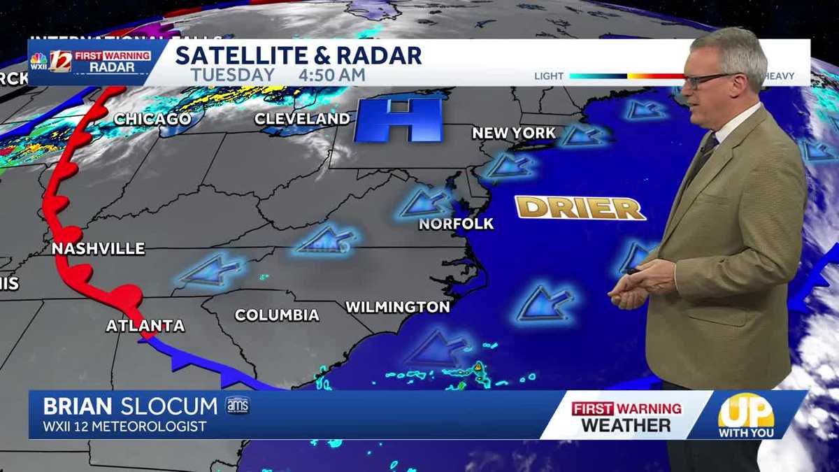 Drier air brings milder temperatures to the Piedmont Triad Tuesday