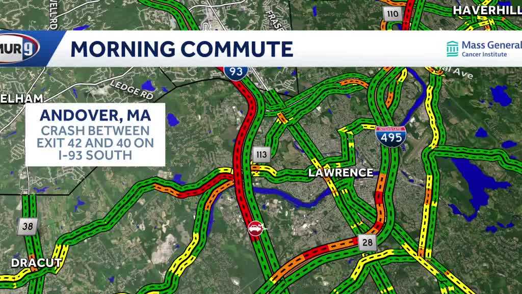 Crash snarls traffic on I-93 South in northern Massachusetts