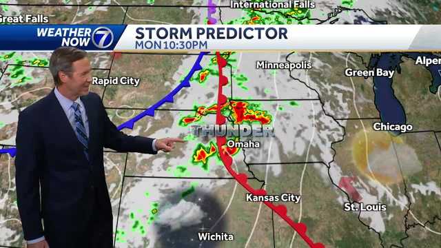 Storm chance back again on Monday in Omaha. Severe storms late