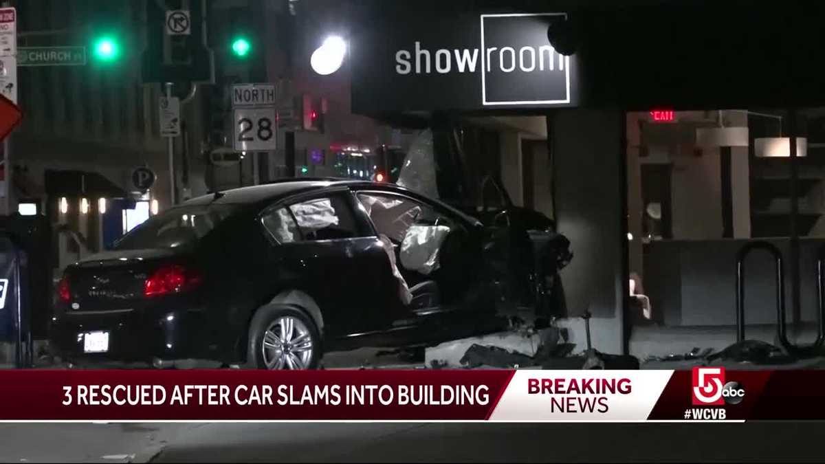 Three rescued after car slams into Boston building