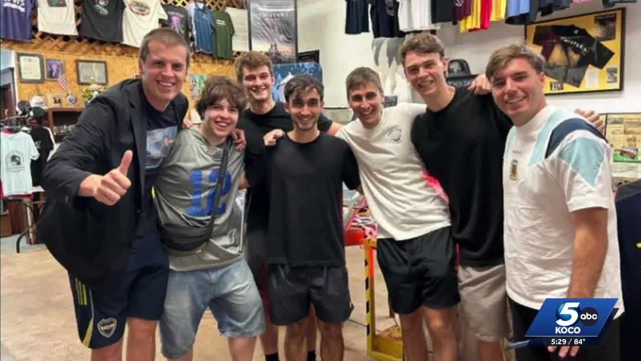 Argentina soccer fans visit Twister the Movie Museum between World Cup matches