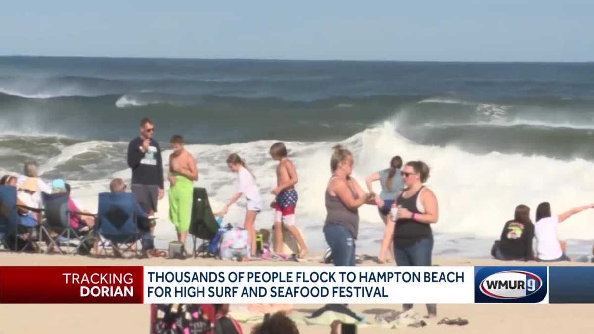 Hampton Beach busy during Seafood Festival, high surf