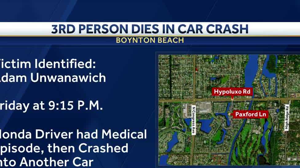 Man in Florida injured in Boynton Beach car crash dies